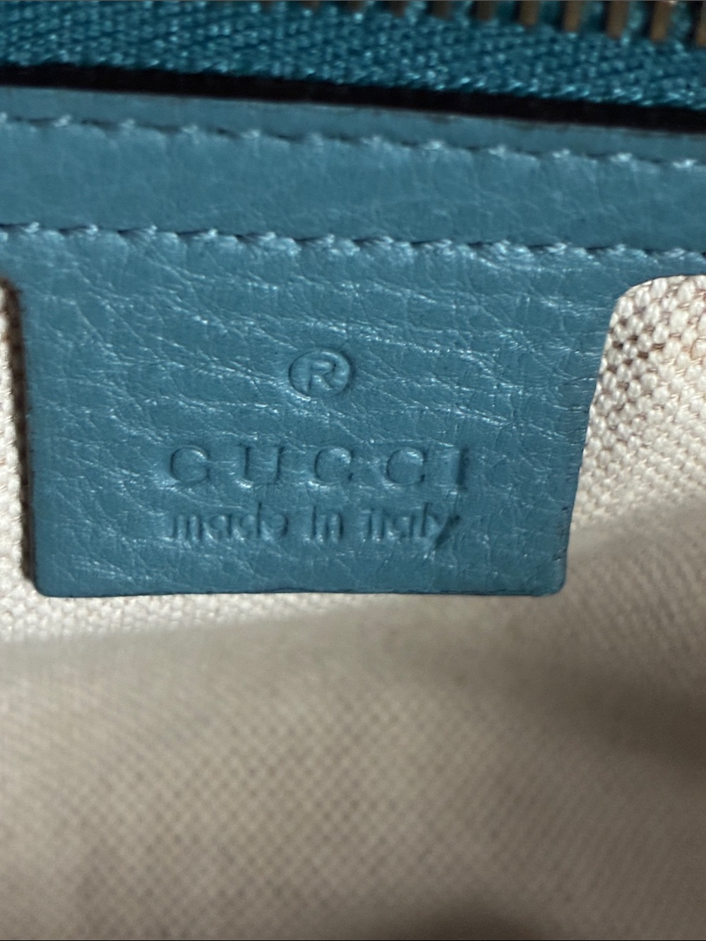 Gucci Light Blue Pebbled Leather Satchel with Bamboo Handles - Picture 6 of 16